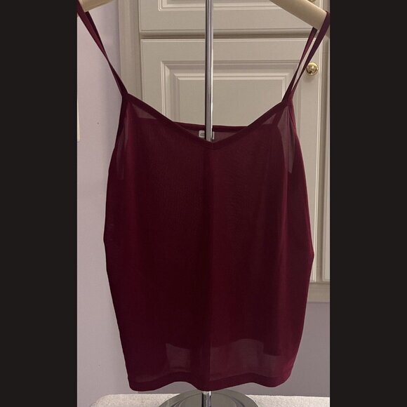 11 By Boris Bidjan Saberi Tops - Womens Burgundy Sheer‎ Cami Tank Top Spaghetti Straps Size PL